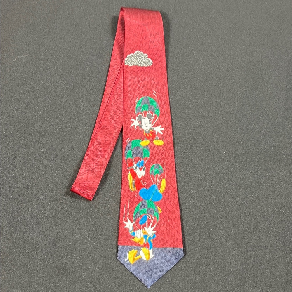 Playful Red Cartoon Character Tie for Men